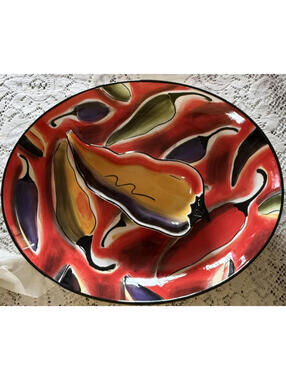 Red Hot Chili Clay Art Platter and Dip Bowl, 2003, Nacho Party, Southwestern